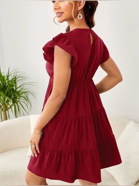 Urban Rose Burgundy Ruffle Tiered Dress Large
